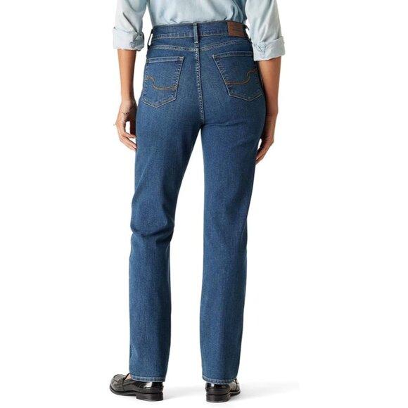 Women's High-Rise Wide Leg Jeans Plus Size Curve Contour Slim Fit Stretch - Picture 2 of 7